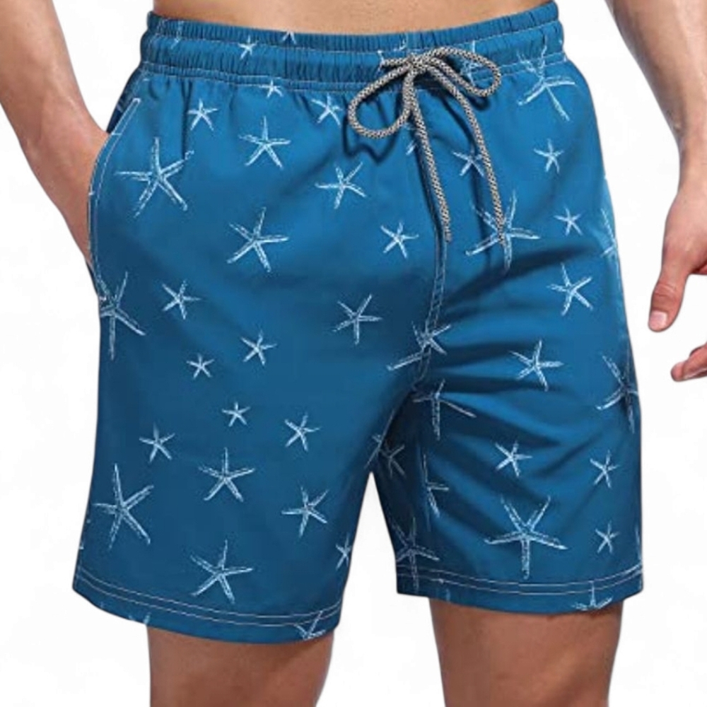 Blue Starfish Swim Trunks Men's Size Large